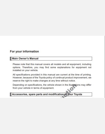 toyota kluger 2011 2012 & 2013 owners manual rhd